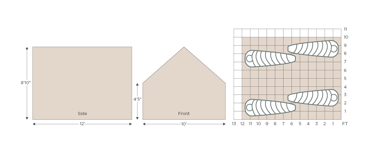 Canvas Wall tent dimensions illustration