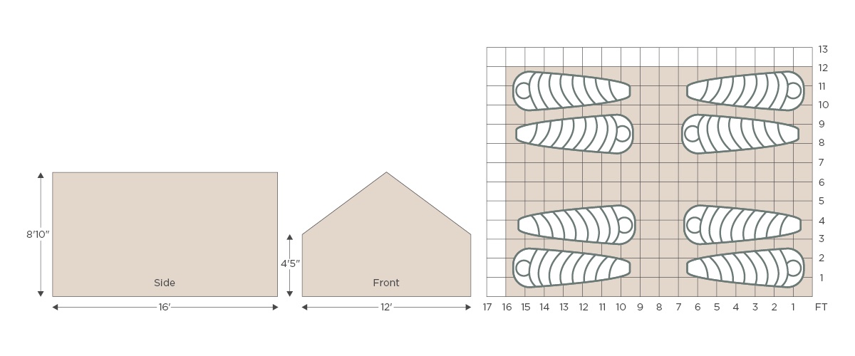 Canvas Wall tent dimensions illustration
