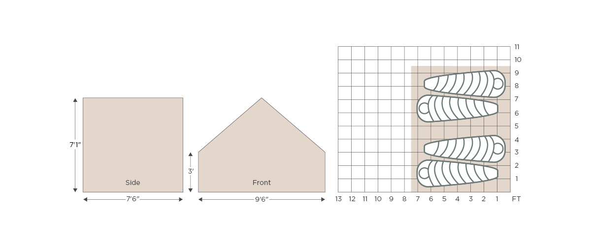 Canvas Wall tent dimensions illustration