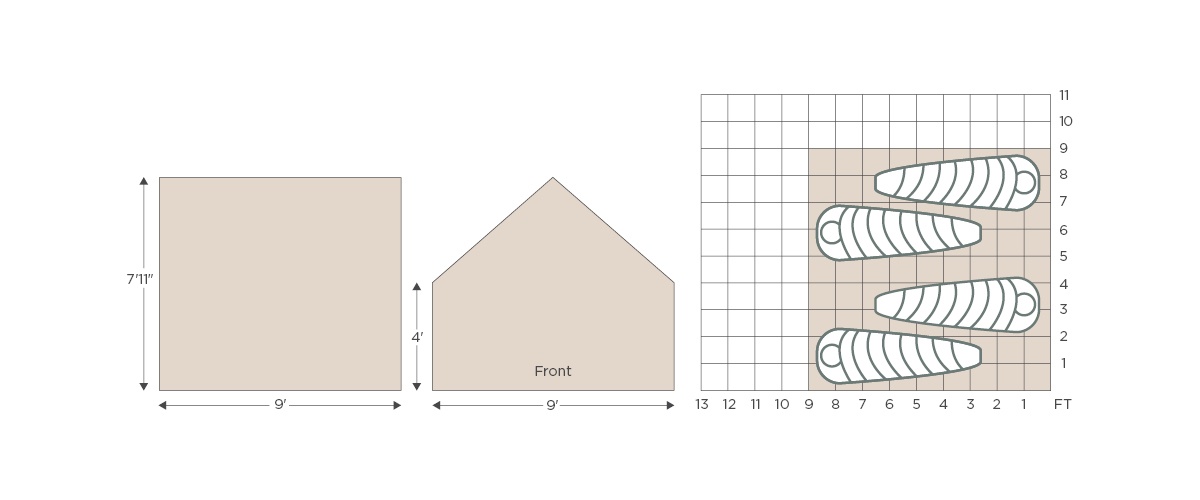 Canvas Wall tent dimensions illustration