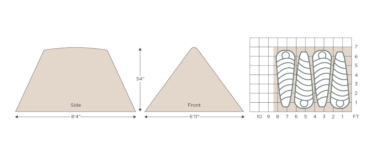 free spirit tent dimensions illustration